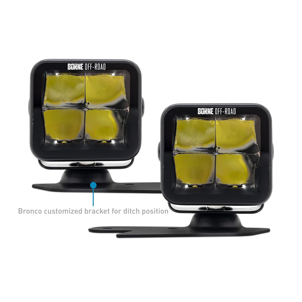 Borne Ford Bronco Off-Road Ditch Light Set (2) 3X3 Spot Upfit