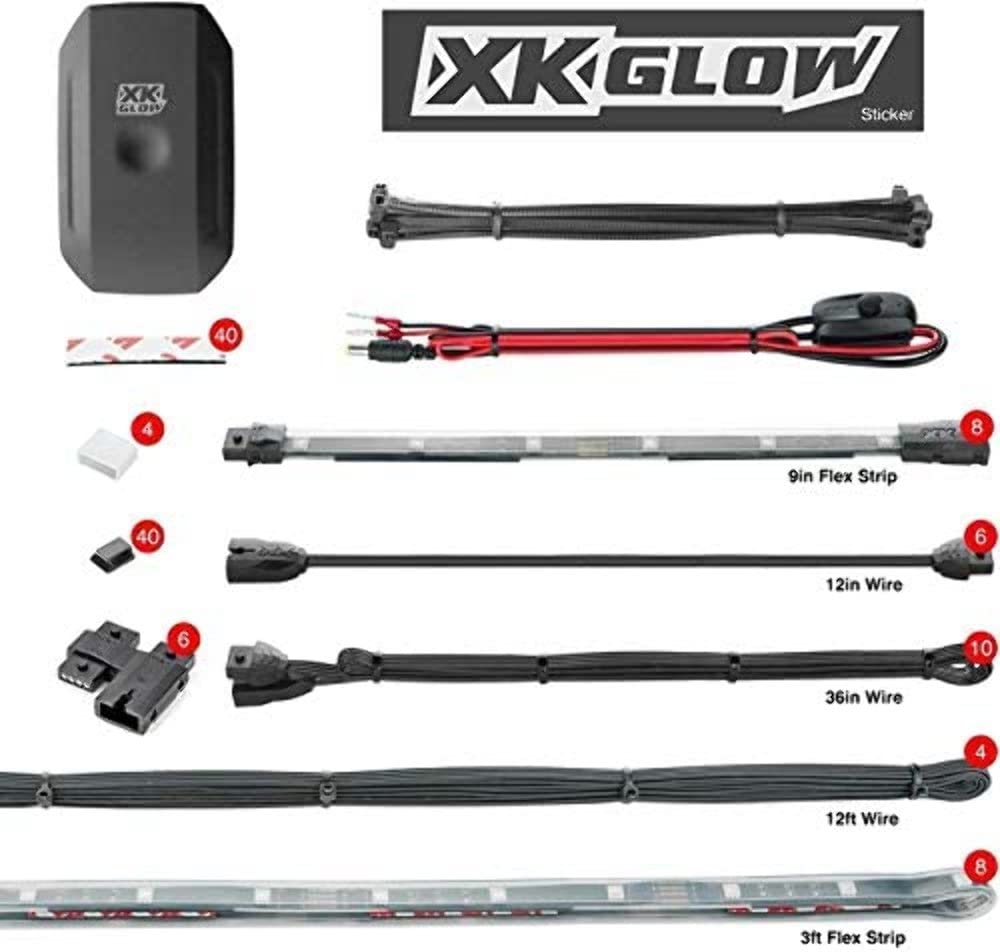 XKGLOW App Control Chrome Marine Professional LED Accent Light Kit - (8) 10' Strips & (8) 36' Stri