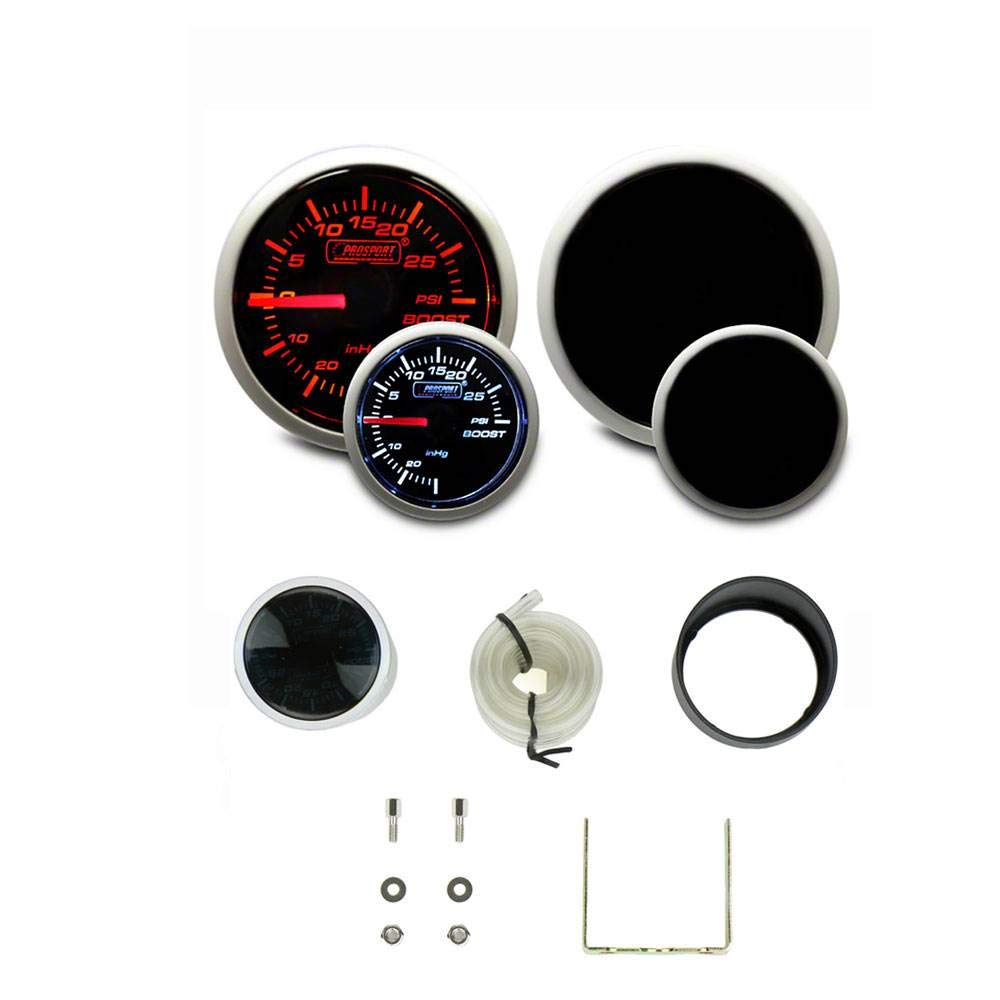 Prosport Performance Series Amber/White 52mm Mechanical Boost Gauge Kit Gauges