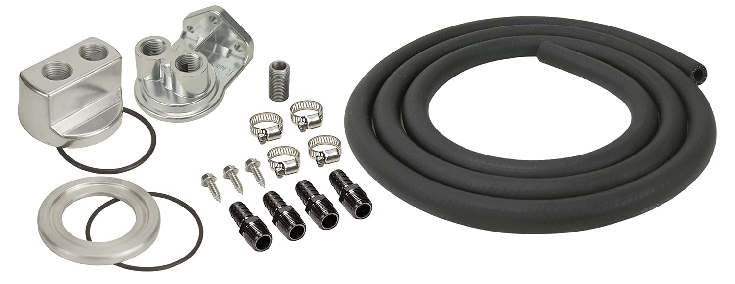 Engine Oil Filter Relocation Kit, Silver Derale 15716