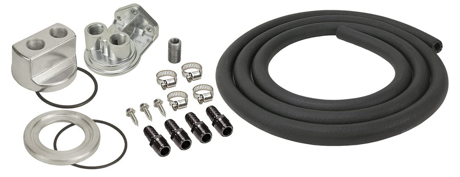 Engine Oil Filter Relocation Kit, Silver Derale 15716