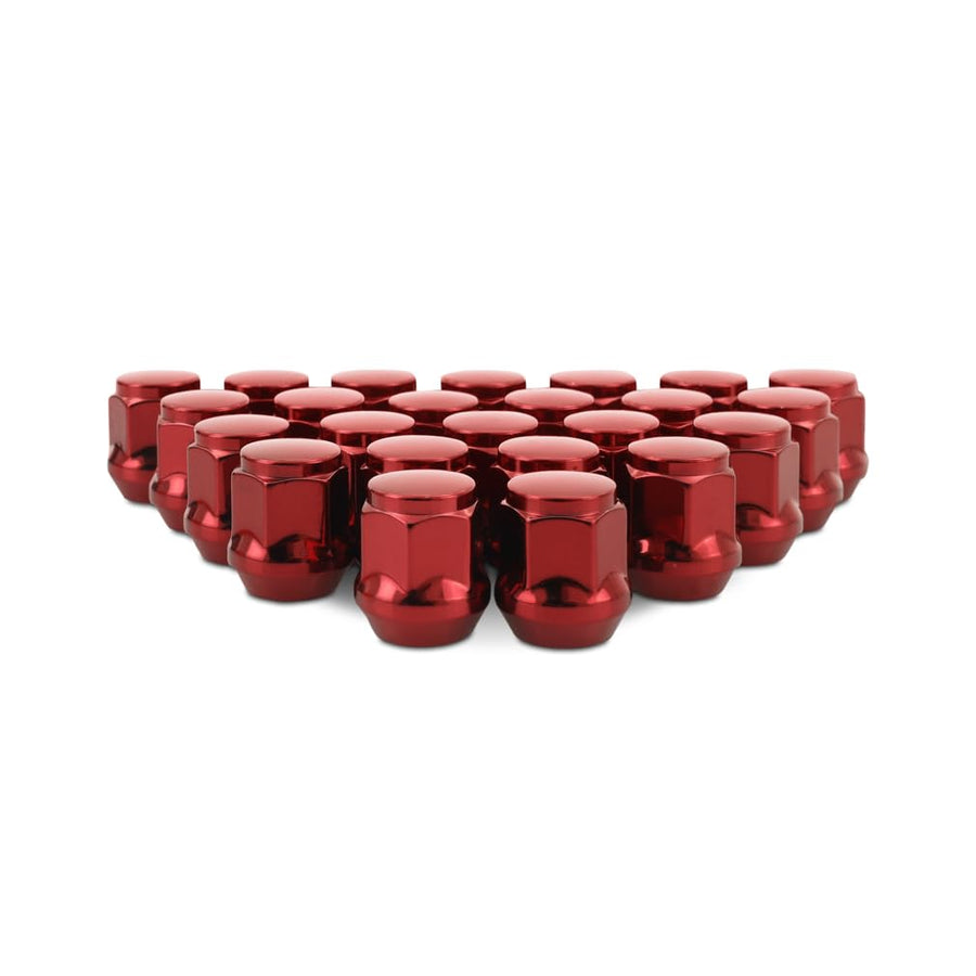 Mishimoto Lug Nuts Steel, M12x1.5, Acorn Seat, 24pc Set, Red