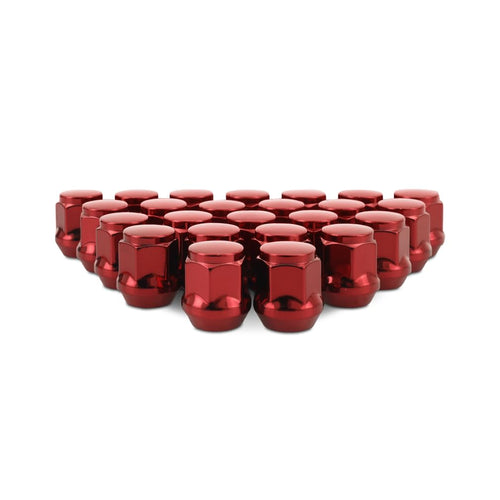 M14x1.5 Mishimoto Steel Lug Nuts, Acorn Seat, 24pc Set, Red