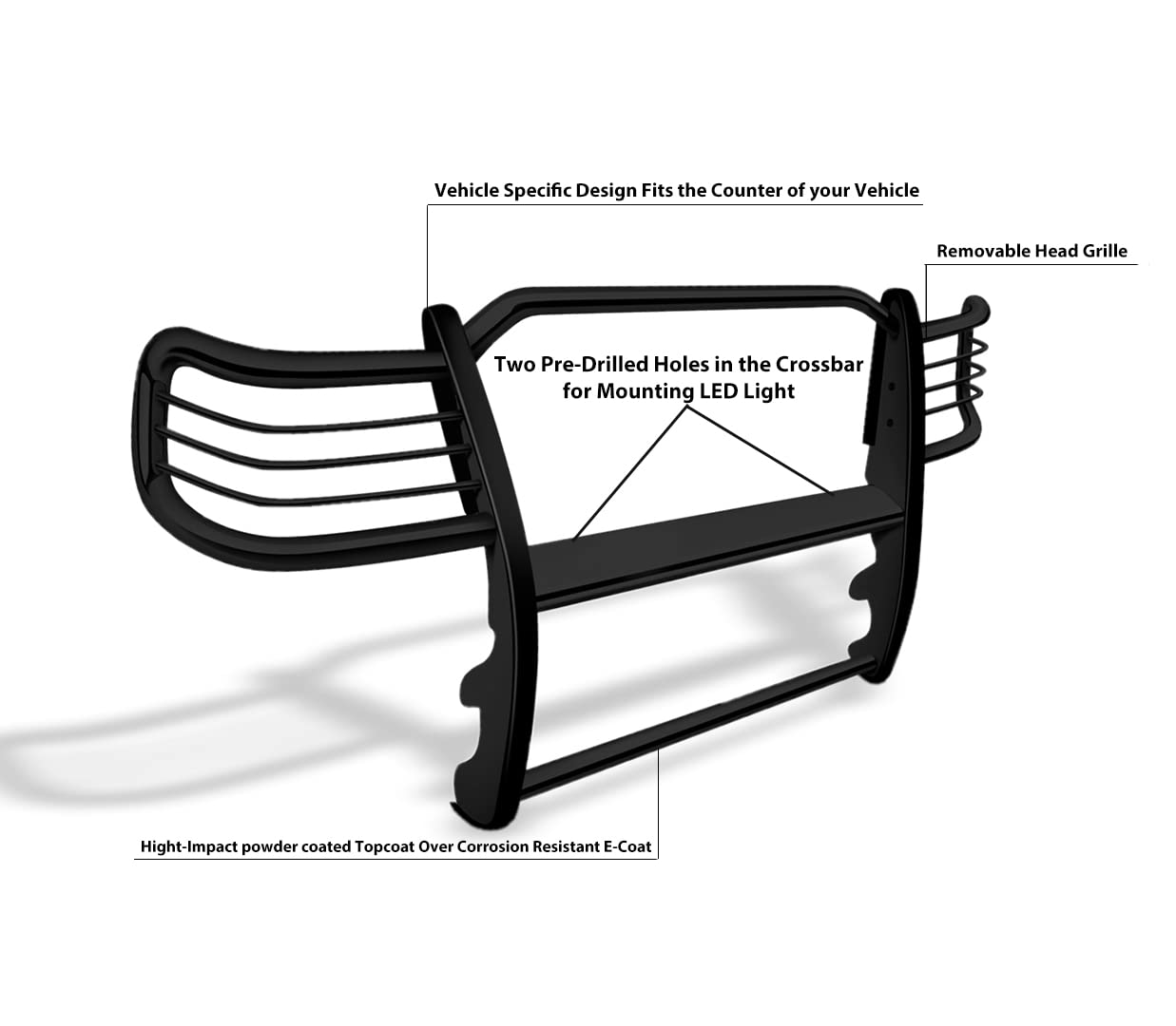 Bumper Guard Modular Black Black Horse Grille Compatible with 2003-2009 Lexus GX470|2003-2009 Toyota 4Runner-17TU26MA