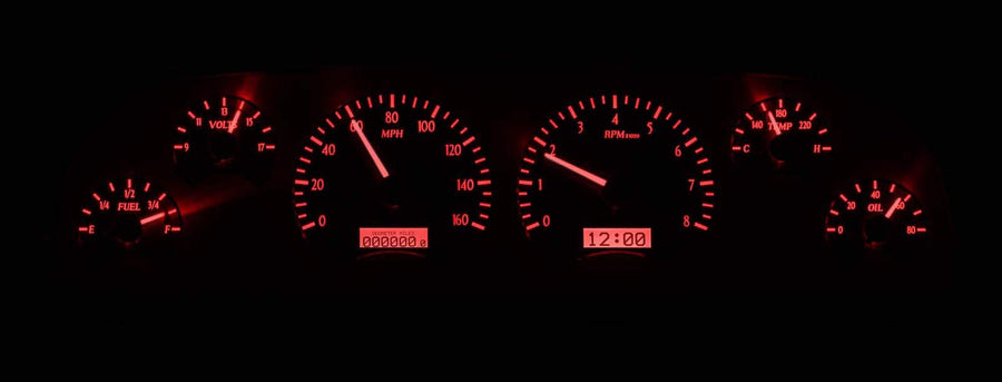 Dakota Digital VHX Analog Dash Gauges 64 65 66 Chevy Pickup Truck Black Alloy Style Red VHX-64C-PU-K-R