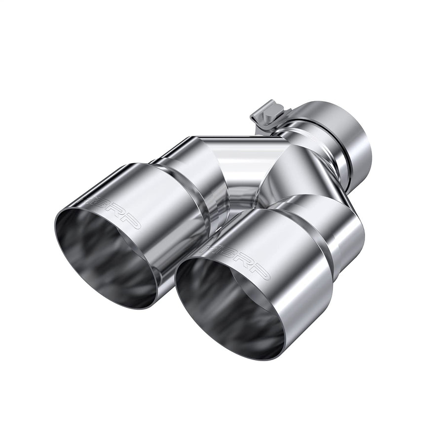 3in ID/Dual MBRP 4in OD Out Staggered L 9.87in / R 9.37in Single Wall T304 SS Univ Exhaust Tip