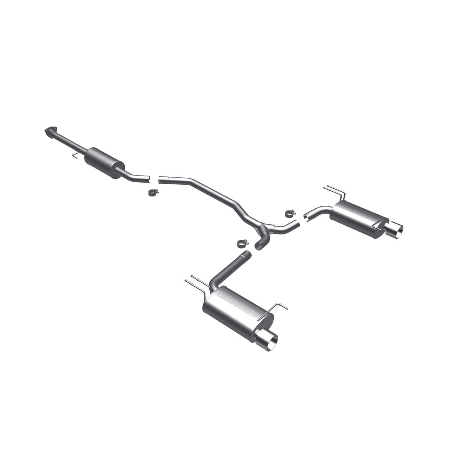 Cat-Back MagnaFlow Performance Exhaust System 16817 - Street Series, Stainless Steel 2.25in Main Piping, Dual Split Rear Exit, Polished Finish 4in Exhaust Tip - Accord Performance Exhaust Kit