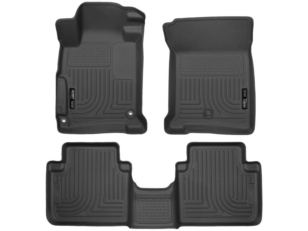 Weatherbeater Husky Liners Floor Mats | Fits 2013 - 2017 Honda Accord Sedan | Front & 2nd Row, 3-pc Black - 98481
