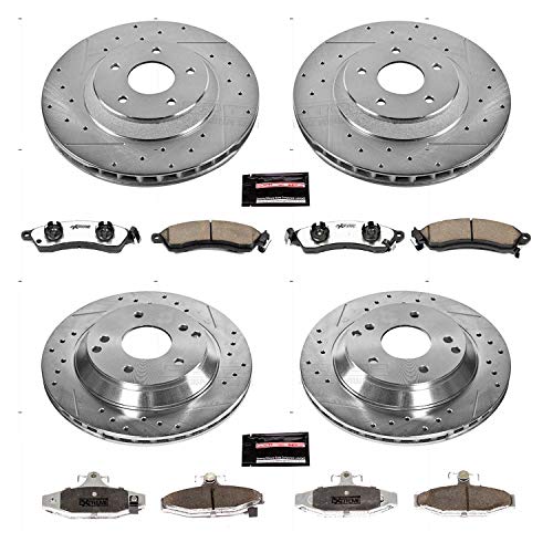Brake Kit Power Stop For Chevrolet Corvette 1988-1996 [Model Specific] - Front and Rear Z26 Carbon Fiber Brake Pads with Drilled & Slotted Brake Rotors Replacement, K1528-26