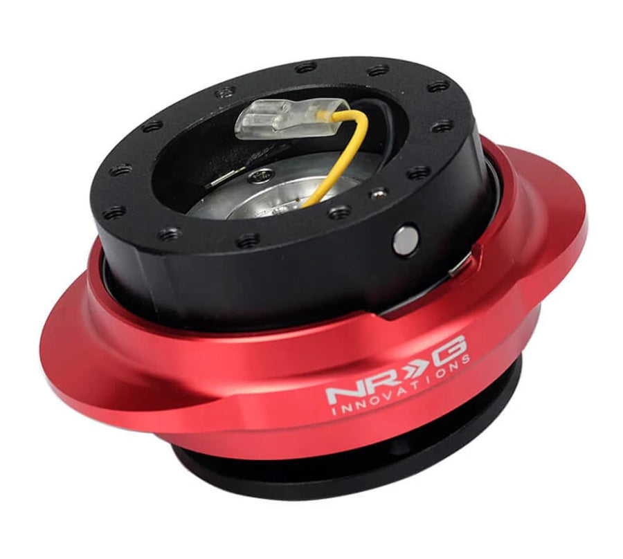 NRG Innovations GEN 2.2 NRG-SRK-220BK-RD Steering Wheel Quick Release Adapter, 6-Hole & 6x70 and 6x74mm Bolt Patterns Black Body/Shinny Red Oval Ring