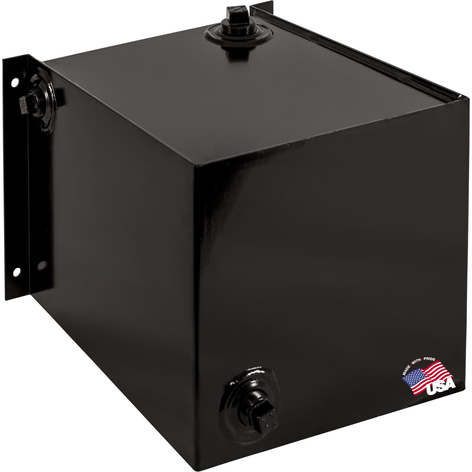 Buyers Products Side Mount SMR7S Steel Hydraulic Reservoir, 7 Gallon, Powder-Coated HRPO Steel, Internally Baffled, Welded Rear Brackets, 2 in. NPT Suction/Return, 1-1/4 in. NPT Return Port