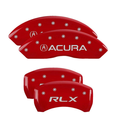 MGP Caliper Covers Red Powder Coat Finish 39014SRLXRD Engraved Caliper Cover with Silver Characters, Set of 4 "Acura/RLX"
