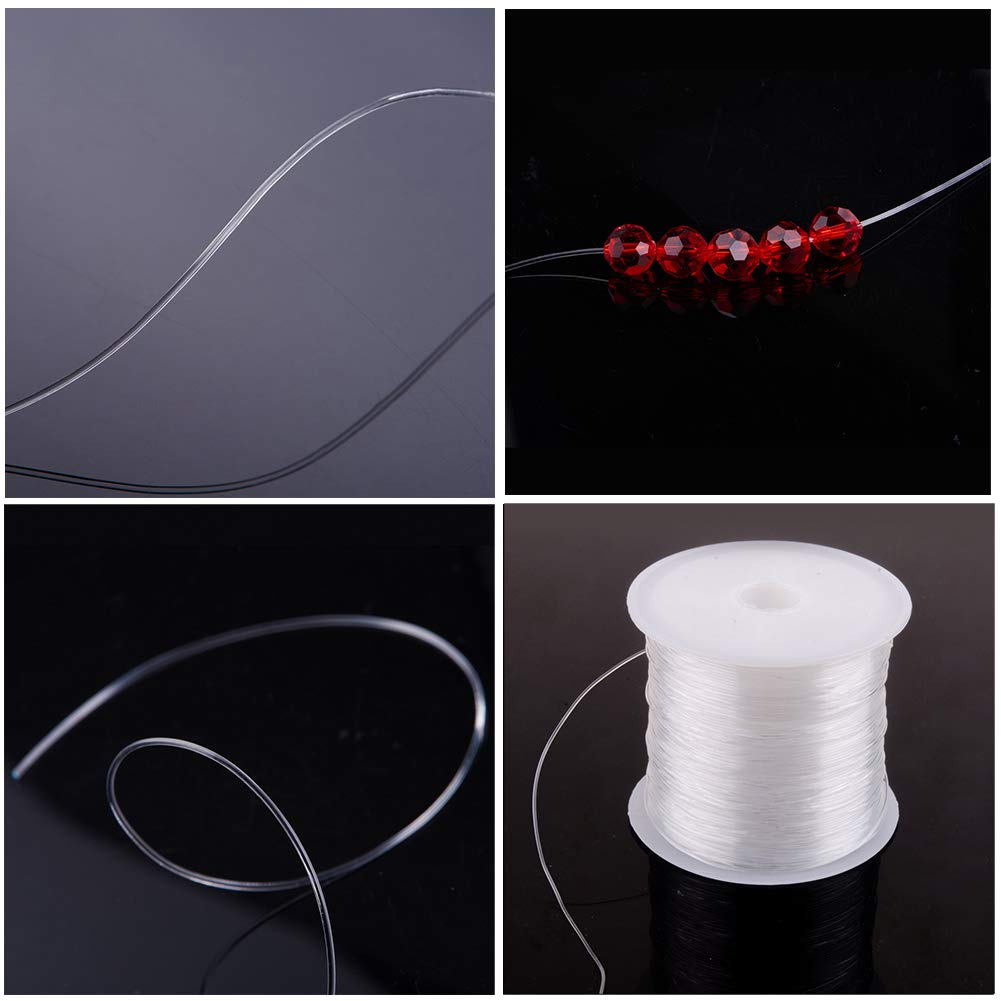 1 Roll JEWELEADER 20 Yards Clear Nylon Thread Fishing Line 0.6mm Invisible String Cord for Beading Gemstone Jewelry Making Craft Bracelet Hanging Decoration Sewing Quilting Hair Weaving