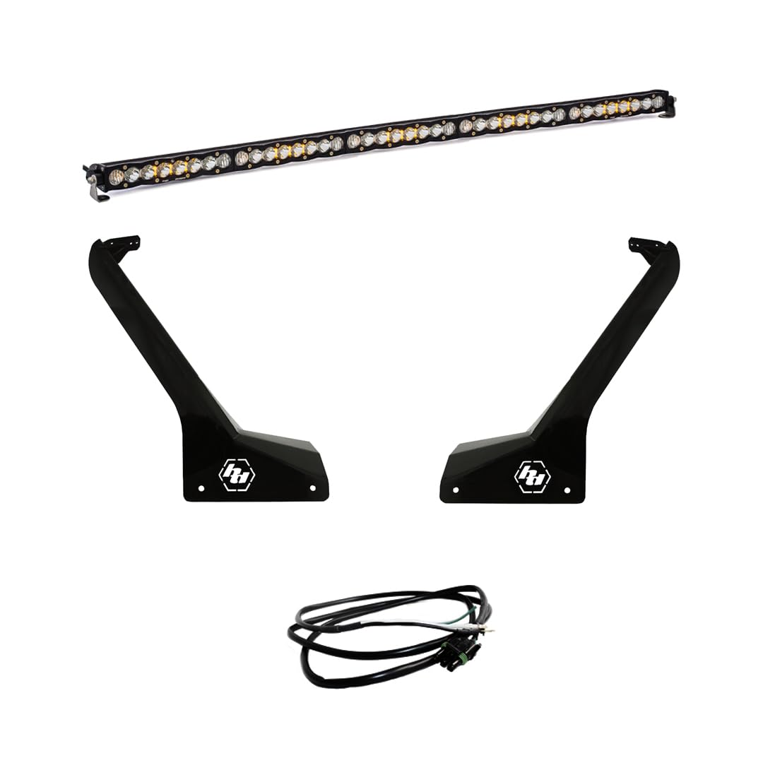 Baja Designs 50-Inch S8 LED Bar Roof Mount Light Kit for Jeep Gladiator 2020-23 Gladiator, Wrangler JL 2018-23 with OEM Steel Bumper - Includes Wiring Harness (Driving/Combo Clear Lens)