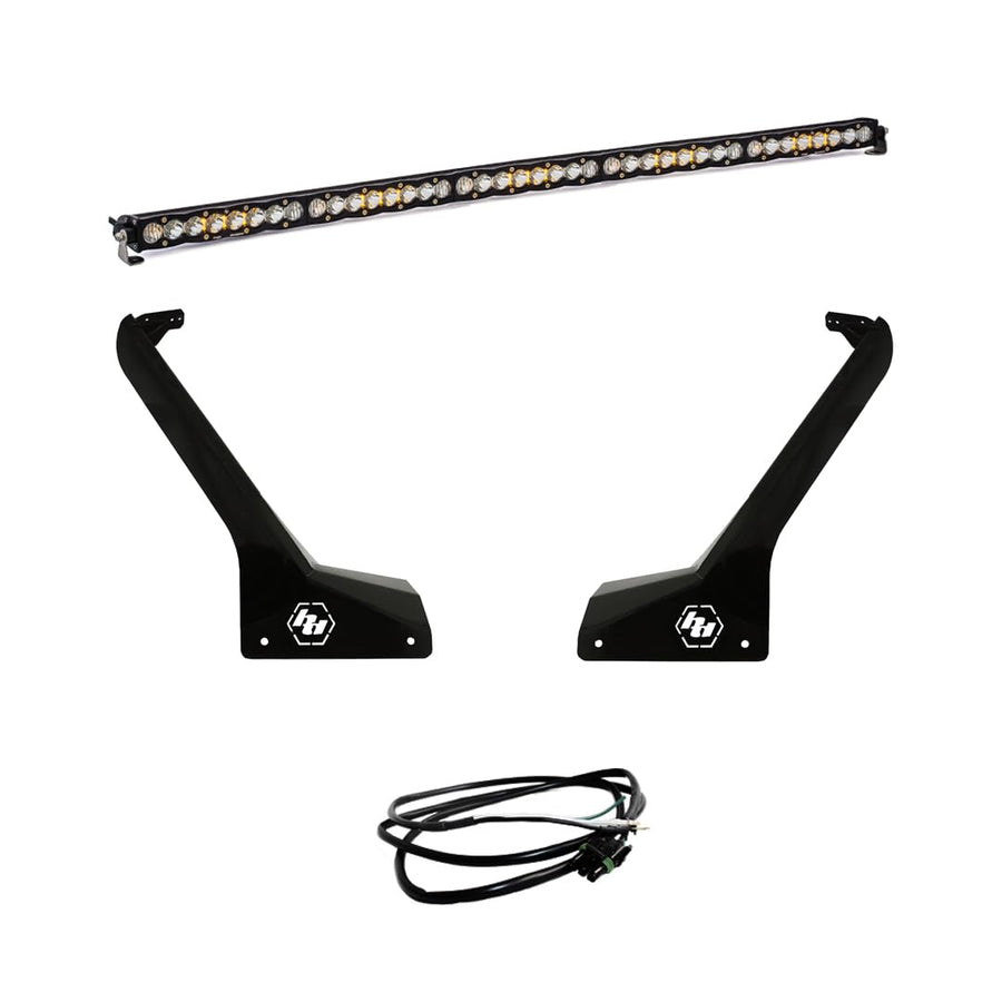 Baja Designs 50-Inch S8 LED Bar Roof Mount Light Kit for Jeep Gladiator 2020-23 Gladiator, Wrangler JL 2018-23 with OEM Steel Bumper - Includes Wiring Harness (Driving/Combo Clear Lens)