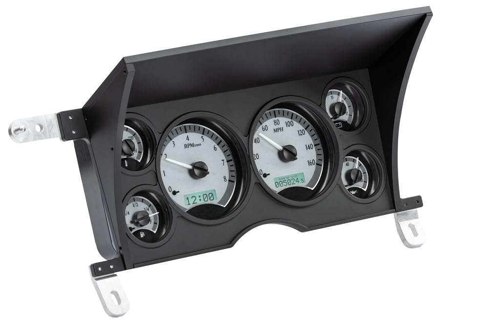 Dakota Digital VHX-86C-S-W-10 Analog Dash Gauge System Compatible with 1986-93 Chevy/GMC S-10/ S-15 Pickups and 1986-94 S-10/ S-15 Blazers/Jimmy, Silver Alloy Style, White Backlighting