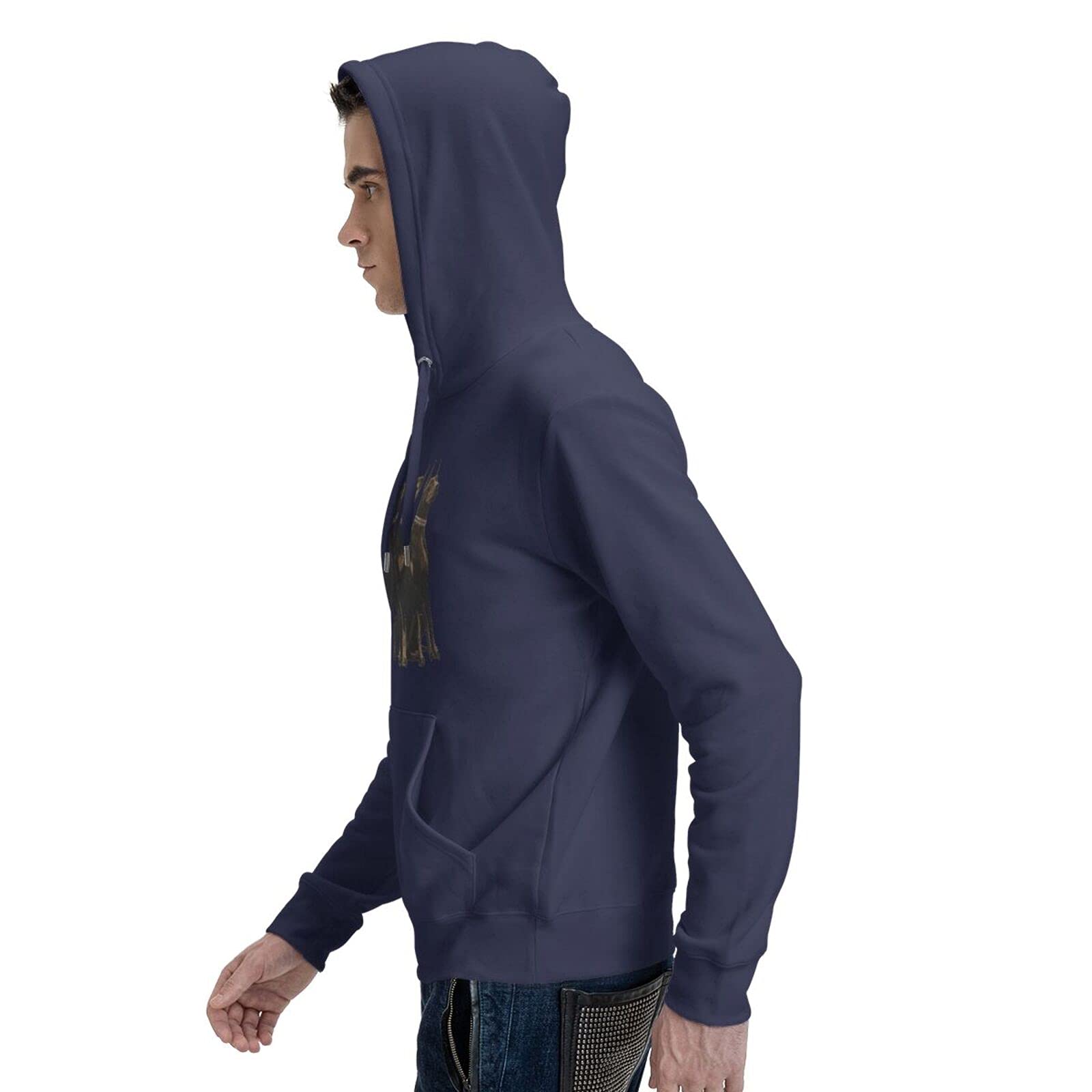 Majestic Dog 3D Printing Personalized Cartoon Hoodie Hoodie Fleece Round Tie Pocket Pullover Sweater Fall and Winter Pullover Thickening, Navy, XX-Large