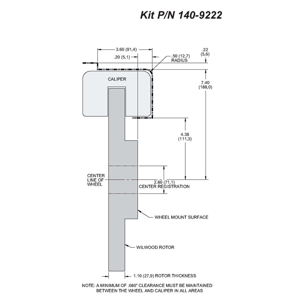 Rear P-Brk Kit, FNSL4R, 12.88", Red