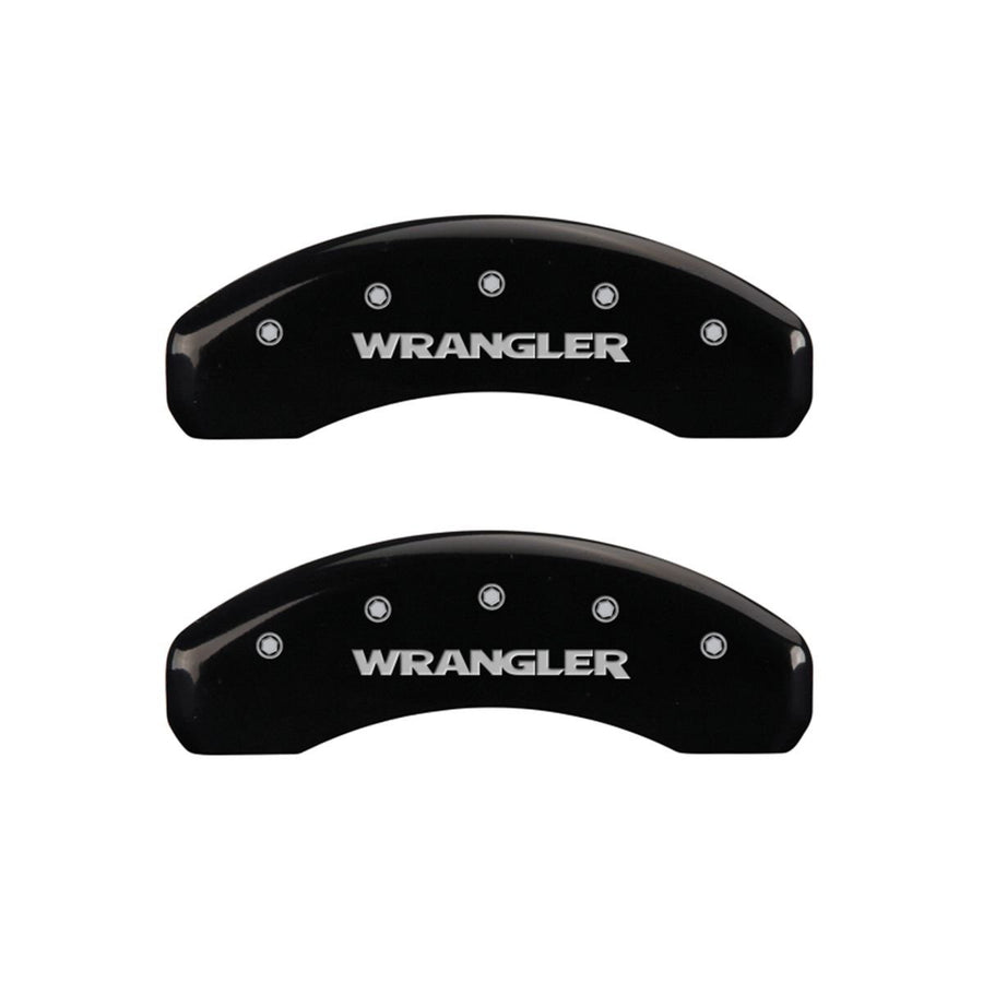 SET OF 4 CALIPER COVERS, BLACK, FRONT AND REAR: WRANGLER, SILVER CHARACTERS