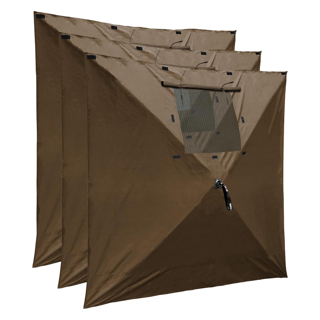 CLAM Quick-Set Wind and Sun Panel Attachment for Sport Escape Screen Shelter Canopy Tent with Carrying Bag, Accessory Only, Brown (3 Pack)