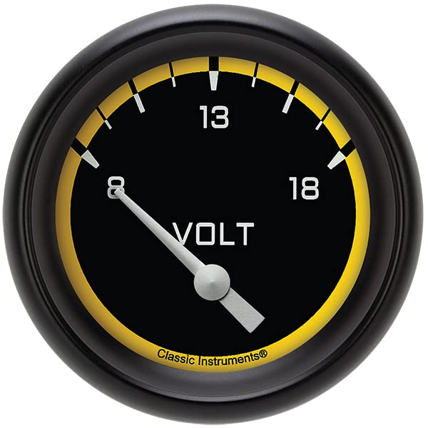 AX230YBPF Classic Instruments Autocross Yellow 2-5/8" Volt Gauge