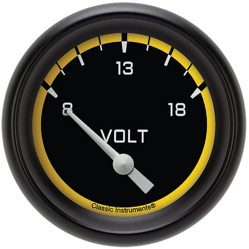 AX230YBPF Classic Instruments Autocross Yellow 2-5/8" Volt Gauge