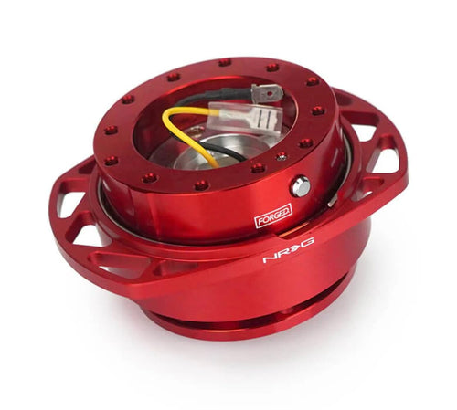 NRG Innovations Gen 2.0 NRG-SRK-257RD-RD Steering Wheel Quick Release Kit Adapter, Red Body/Red Cutout Ring 6x70mm & 6x74mm Bolt Pattern