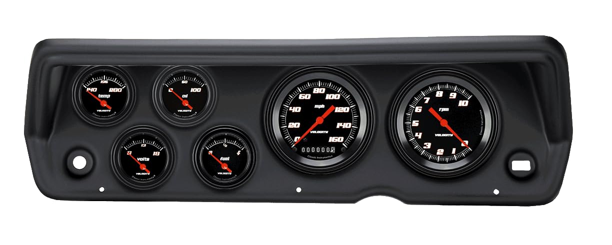 Velocity Black Classic Instruments CDDU70VSB01BL Direct Fit 6 Gauge Set Compatible with 1970-1976 Duster