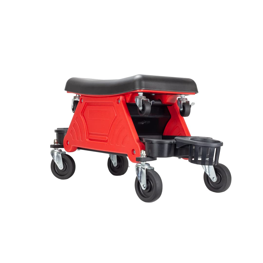 Maxshine Creeper Seat Detailing with Built-in Storage | 2-in-1 Modular Rolling Garage Stool with Tool Tray | Mechanic Shop Seat for Car Detailing, Polishing, Repairs & Auto Care