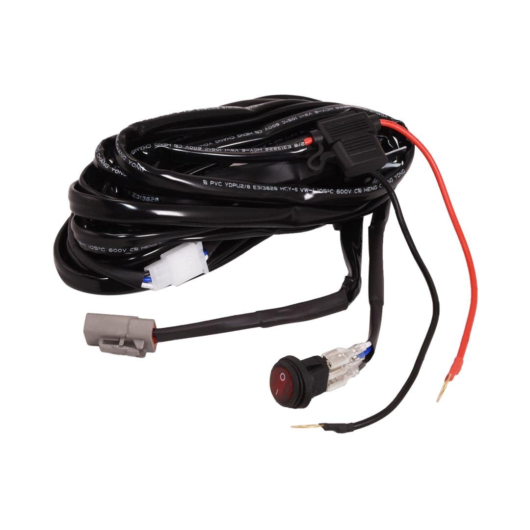 Replacement Wiring Harness for TrailFX Light Bar, TrailFX Double Row LED Light Bars or 30 Inch or More Single Row Light Bar, 9.4 Foot, Waterproof Deutsch Connector, 30A Fuse, 12V Relay