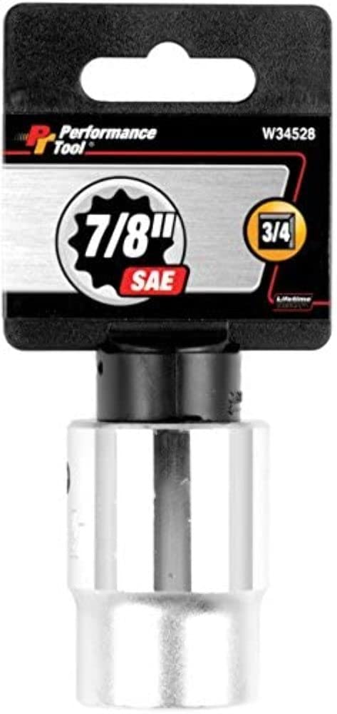 W34528 Performance Tool 3/4-Inch Drive 12-Point SAE Standard Socket, 7/8-Inch