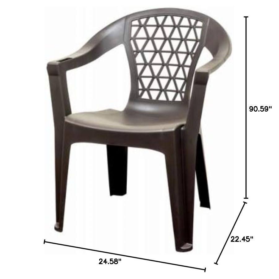 Penza Adams Patio Dining Chair, Earth Brown, Modern, Ergonomic, Stackable, Outdoor