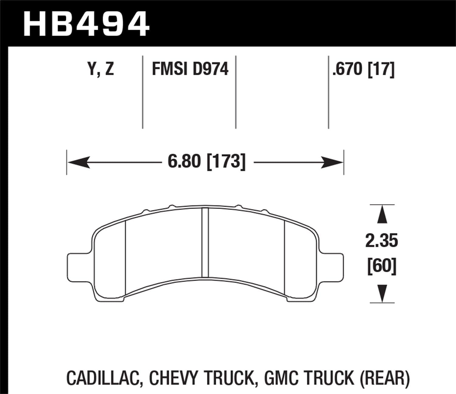 Performance Hawk HB494Z.670 Ceramic Street Brake Pads