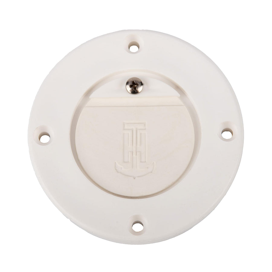T-H Marine Scupper Valve Assembly Flush Mount - Flexible Thermo-Plastic Curl Proof Flapper for 1 to 1-1/4 Inch Drain Tubes or 1-1/2 Inch Thru Hull - Marine Deck Drainage - White