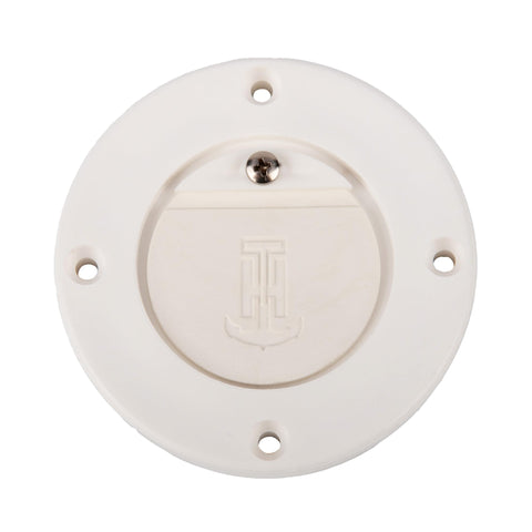 T-H Marine Scupper Valve Assembly Flush Mount - Flexible Thermo-Plastic Curl Proof Flapper for 1 to 1-1/4 Inch Drain Tubes or 1-1/2 Inch Thru Hull - Marine Deck Drainage - White