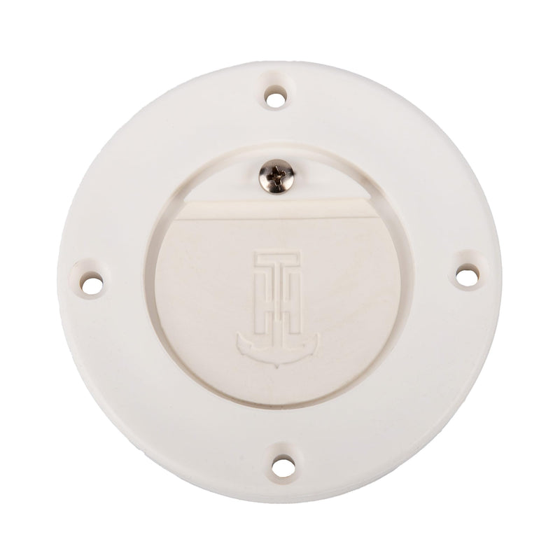 T-H Marine Scupper Valve Assembly Flush Mount - Flexible Thermo-Plastic Curl Proof Flapper for 1 to 1-1/4 Inch Drain Tubes or 1-1/2 Inch Thru Hull - Marine Deck Drainage - White