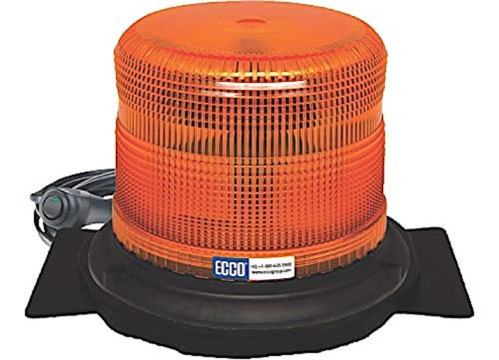 ECCO Pulse II LED Beacon: Low Profile, 12-48VDC, 11 Flash Patterns, HIGH Bond Tape, Amber