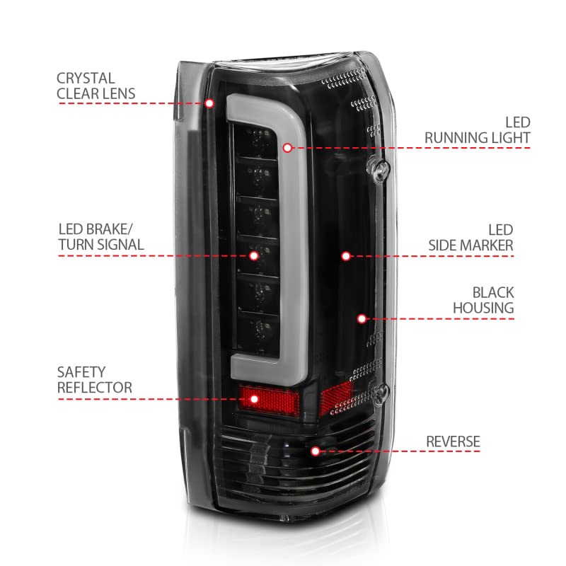 1987-1996 Ford F-150 ANZO (311350) LED Taillights Black Housing Clear Lens (Pair)