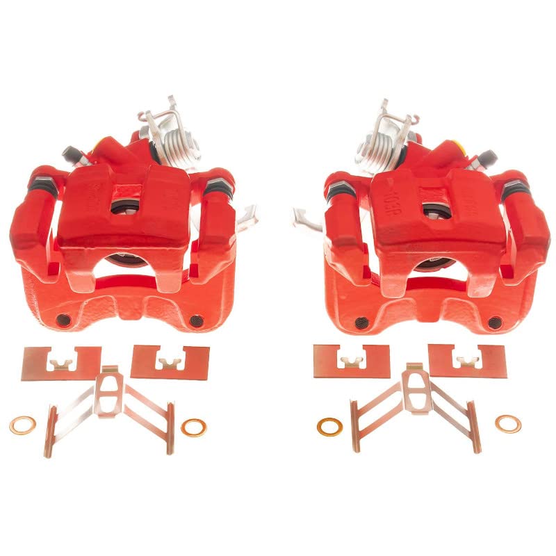 Power Stop Pair of High-Temp Red Powder Coated Rear Calipers For Honda Accord 2005-2007 [Model Specific]