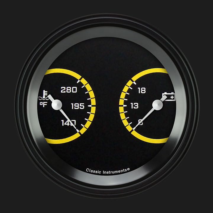 Classic Instruments Autocross AX74YBLF Yellow 3 3/8" Dual Gauge - Temp & Volt Gauge