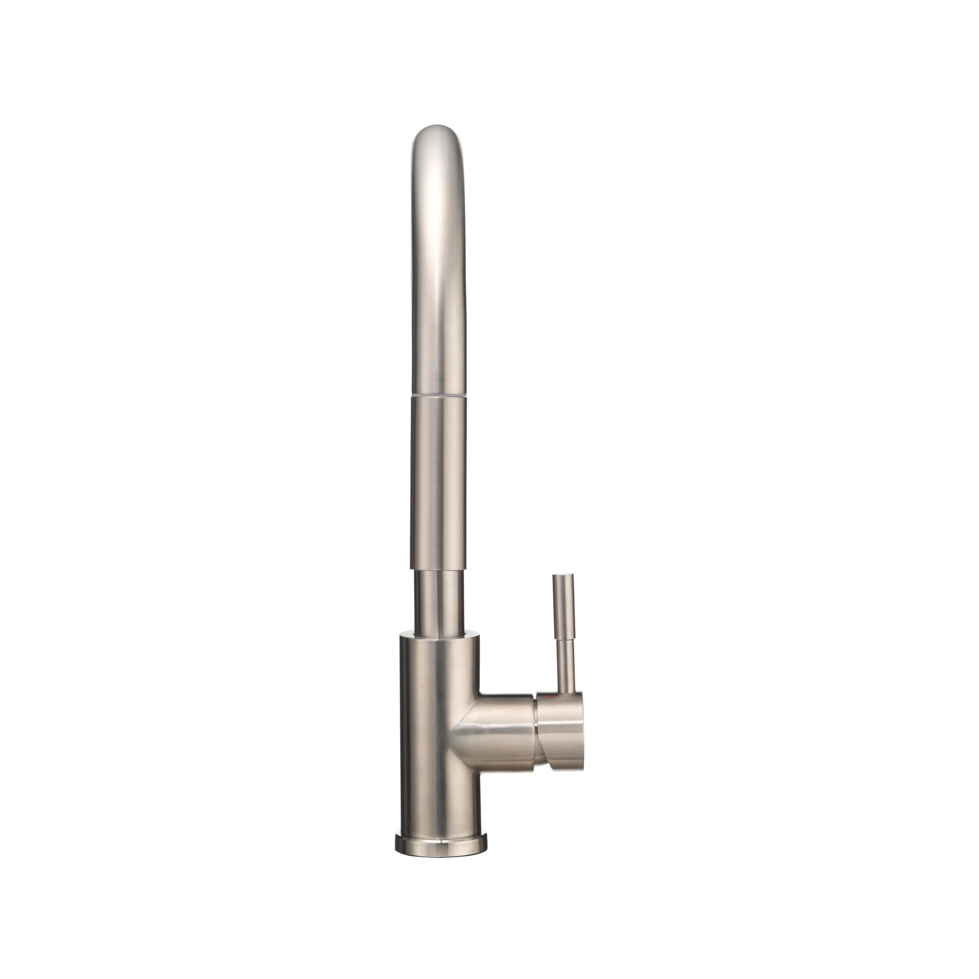 Dura Faucet Streamline RV Single Handle Pull-Down Kitchen Sink Faucet - Optional Deck Plate (Satin Nickel)