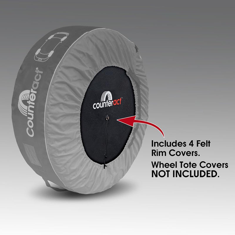 CBB-WTFC Counteract Felt Covers to Protect Rims - 4 Pack - Includes Fixing Lines and Plastic Clips - Wheel Totes Sold Separately - Designed to Fit Tires 20" to 31" in Diameter