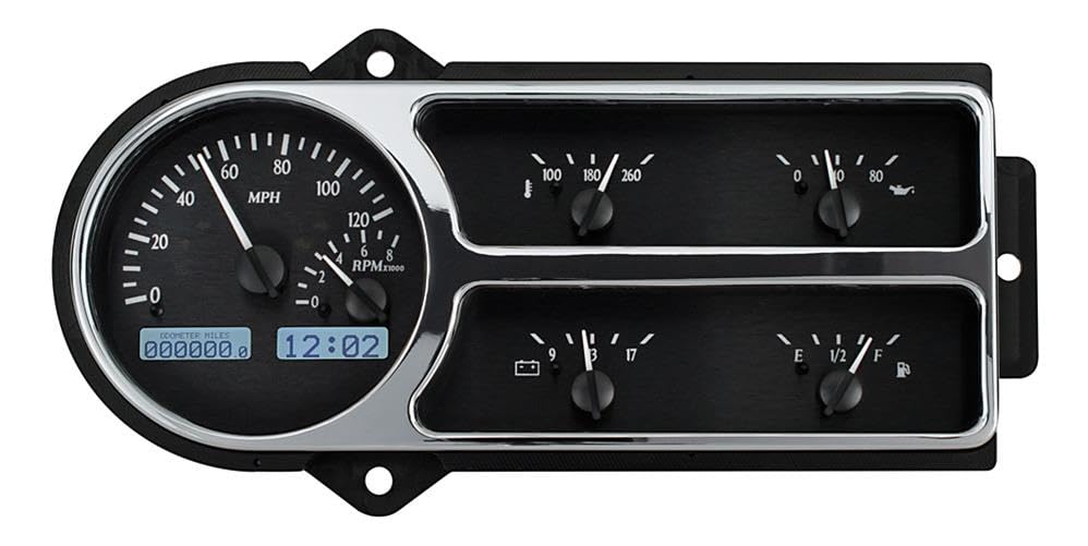 Dakota Digital VHX-48F-PU-K-W Gauge System Compatible with 1948-50 Ford Pickup Truck Black Alloy White Backlighting