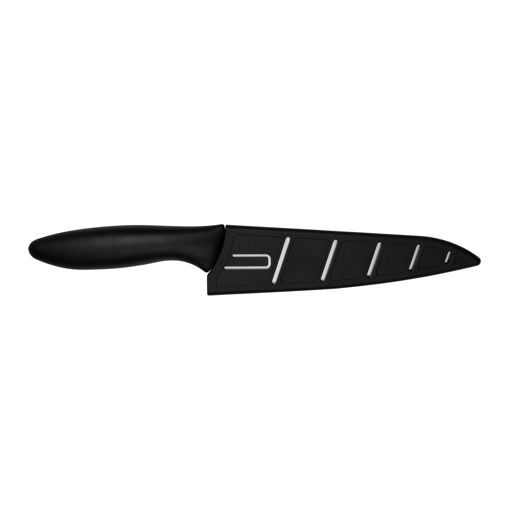 Kershaw 6” Kitchen Utility Knife, Black and Gray Design, 6 Inch Stainless Steel Utility Plain Edge Blade, Included Sheath, Paring Knife for Meat, Fruit, Vegetables and More