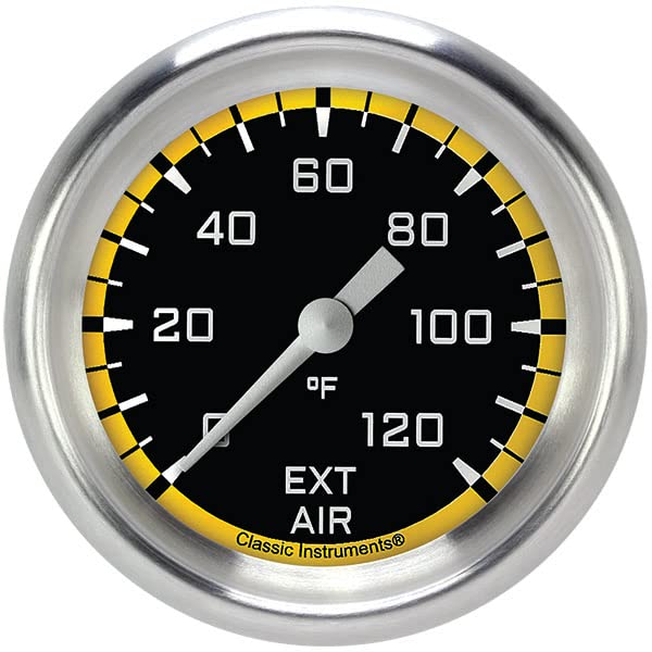 AX399YAPF Classic Instruments Autocross Yellow 2-5/8" External Air Temperature Gauge