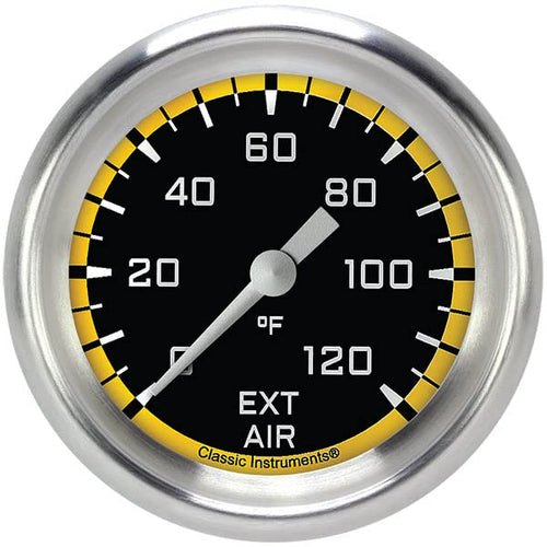 AX399YAPF Classic Instruments Autocross Yellow 2-5/8" External Air Temperature Gauge