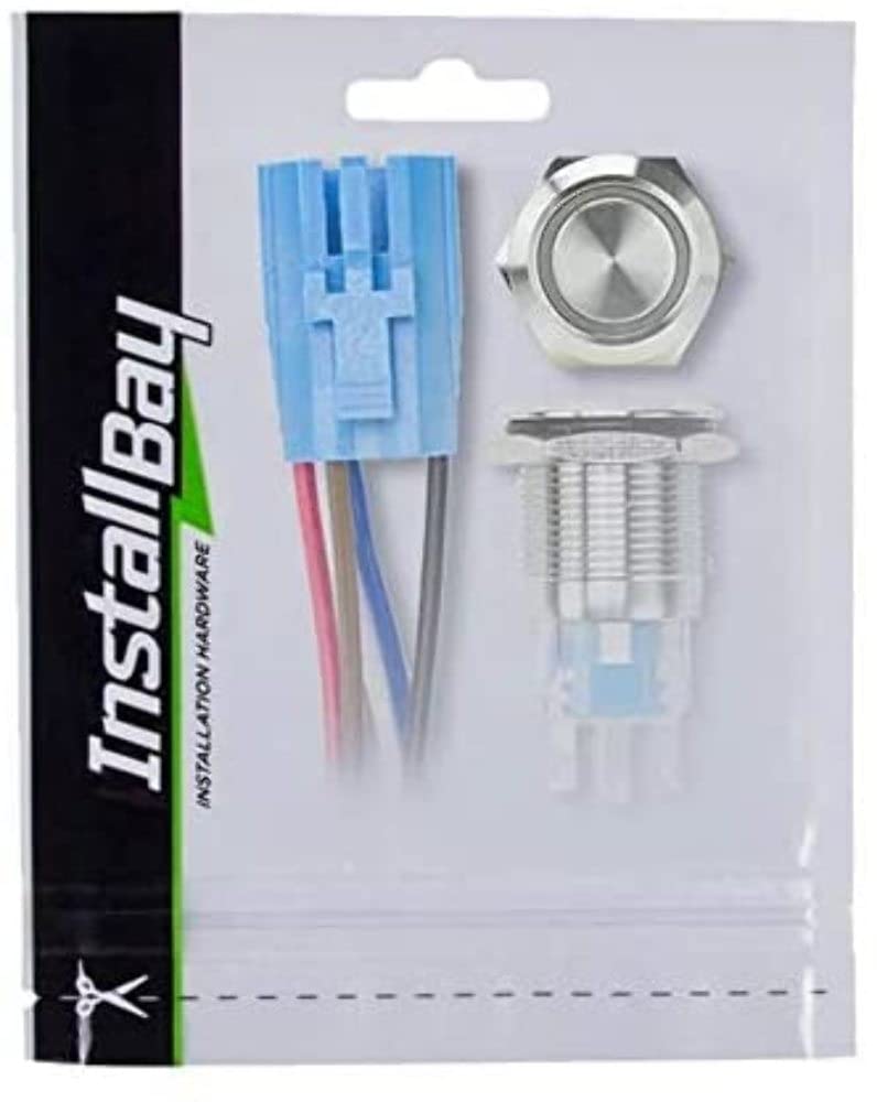19Mm Install Bay Round Switch W/Latch & Harness - Red Stainless