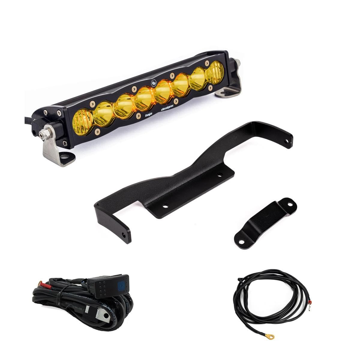 Baja Designs 10-inch S8 LED Bar Shock Tower Light Kit for Can-Am Maverick R UTV, Amber Lens