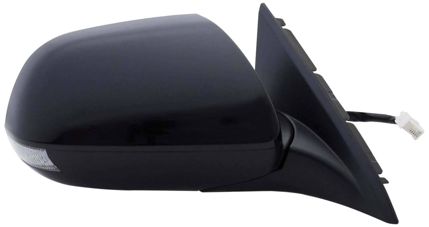 Fit System Mirror Passenger Side for Acura TSX Sedan, TSX Sport Wagon, Black, PTM Cover, w/Turn Signal & Memory, Blue Lens, Foldaway, Heated Power