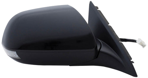 Fit System Mirror Passenger Side for Acura TSX Sedan, TSX Sport Wagon, Black, PTM Cover, w/Turn Signal & Memory, Blue Lens, Foldaway, Heated Power
